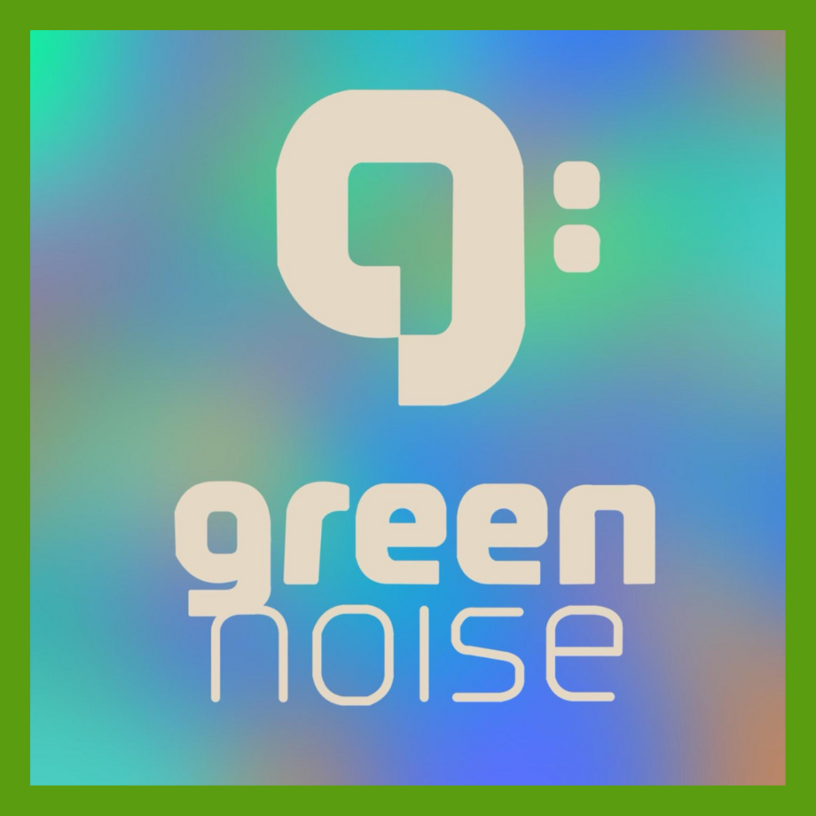 Green Noise Logo in weißer Schrift auf grün-blauem Hintergrund